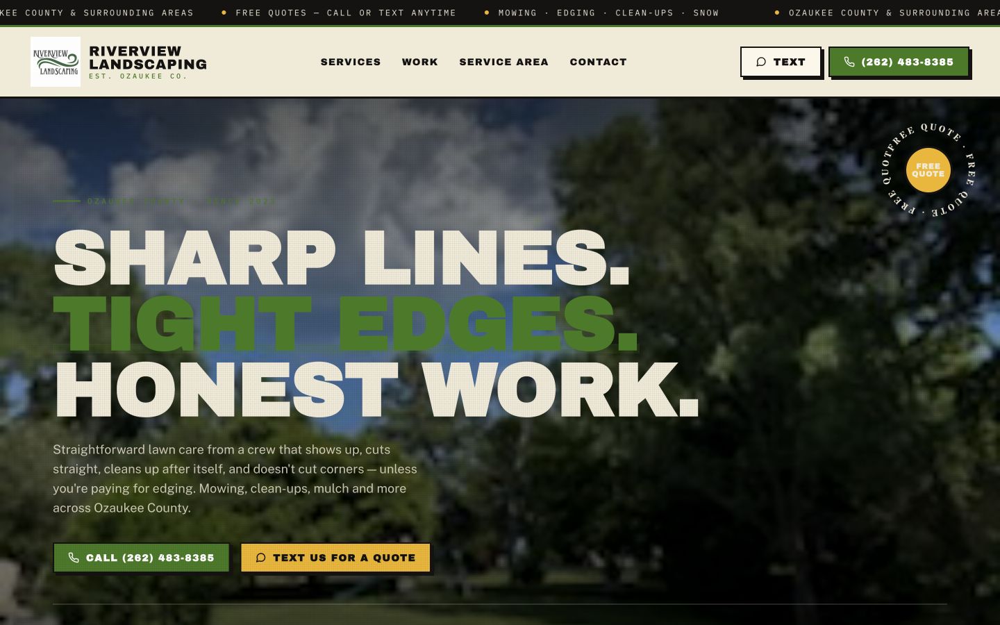 Riverview Landscaping website homepage
